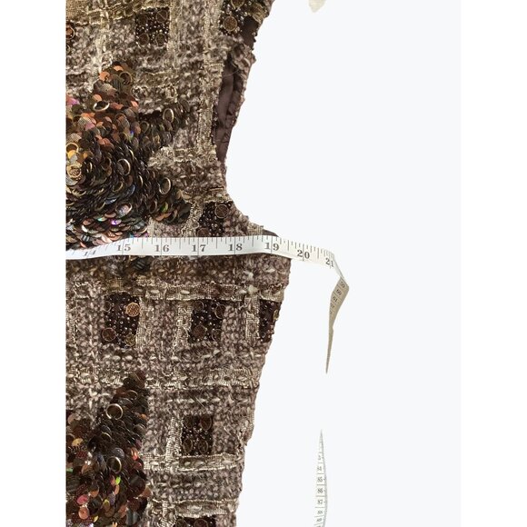 Escada Sequin Tweed Zip Front Dress 40 Sleeveless Alpaca Wool Designer Chic - Picture 10 of 11